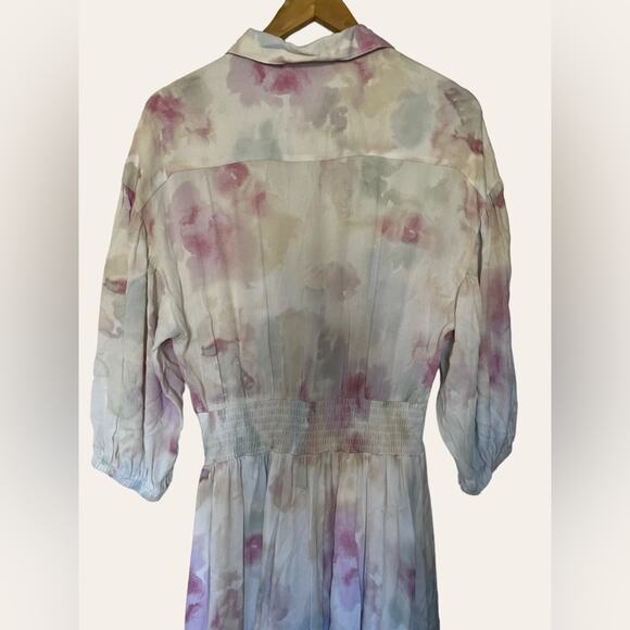 Z Supply Tanya Blurred White Pink Floral Button Front Maxi Dress Size Small - Picture 13 of 14